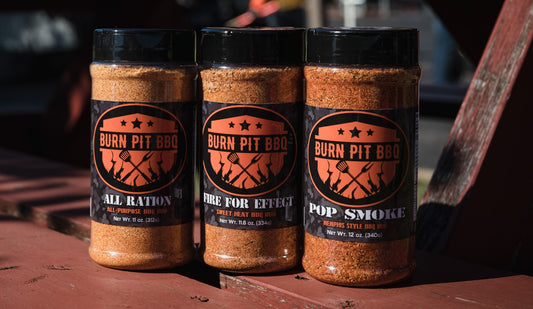 Burn Pit BBQ 3-Pack Gift Box, Memphis Style BBQ Rub, Fire For Effect Sweet Heat Rub, and All Ration All-Purpose BBQ Seasoning, 3 Count Variety Pack