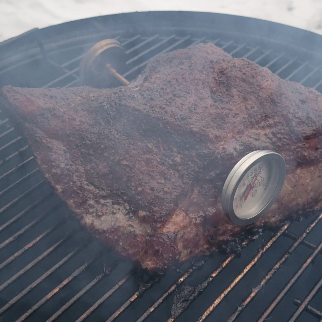 Smoked Brisket On The Weber Smokey Mountain In Freezing Temperatures