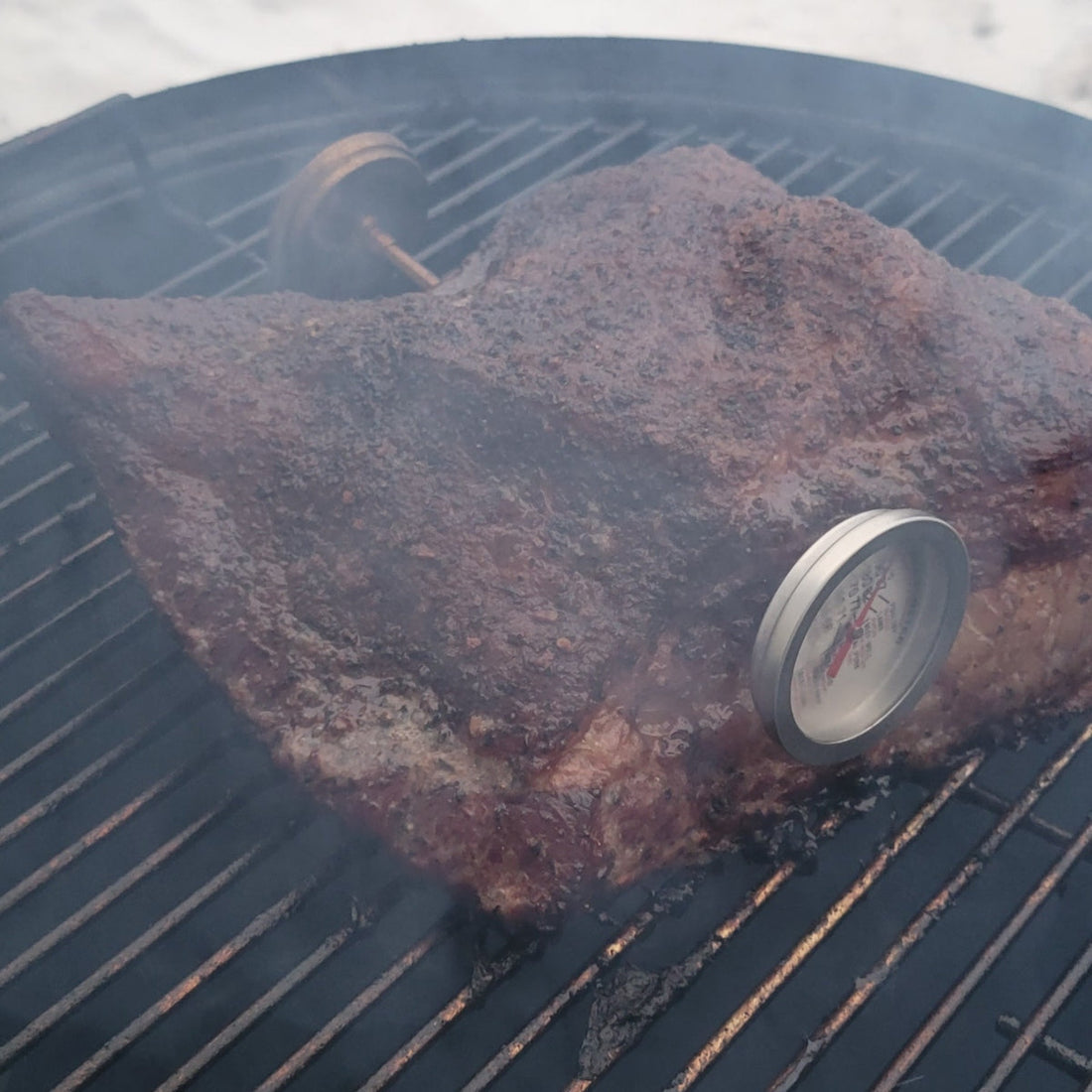 Smoked Brisket On The Weber Smokey Mountain In Freezing Temperatures
