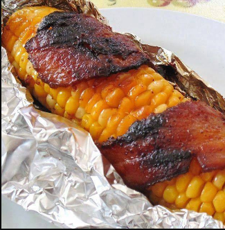 Grilled Bacon Wrapped Corn With Sweet Heat