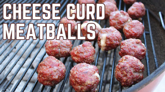 Cheese curd meatballs on grill