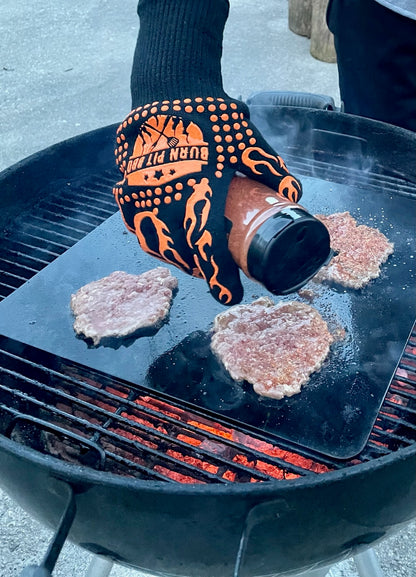 Grilling Gloves In Use Over Grill