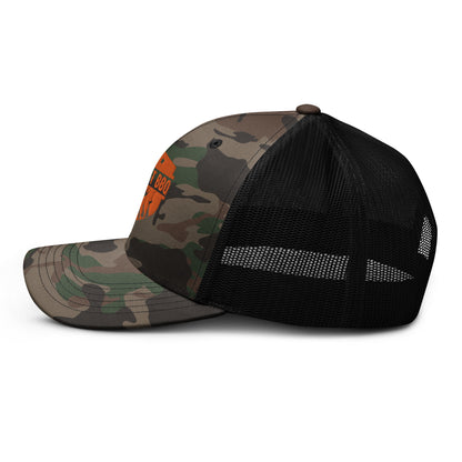 Burn Pit BBQ Camouflage trucker hat