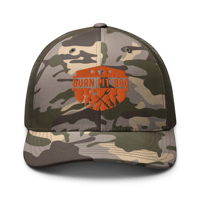 Burn Pit BBQ Camouflage trucker hat