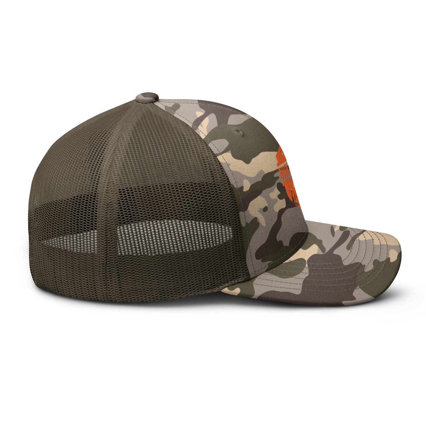 Burn Pit BBQ Camouflage trucker hat