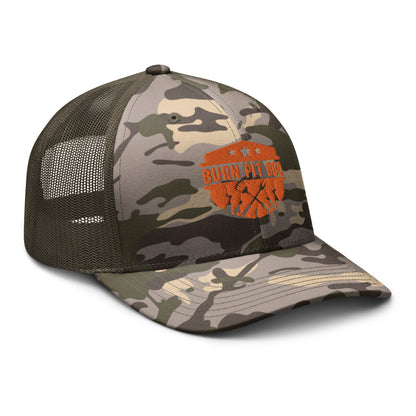 Burn Pit BBQ Camouflage trucker hat